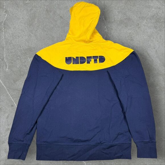 Navy and Yellow Undefeated UNDFTD Spell out Zip-up Hoodie Sweatshirt - Medium - Picture 6 of 8